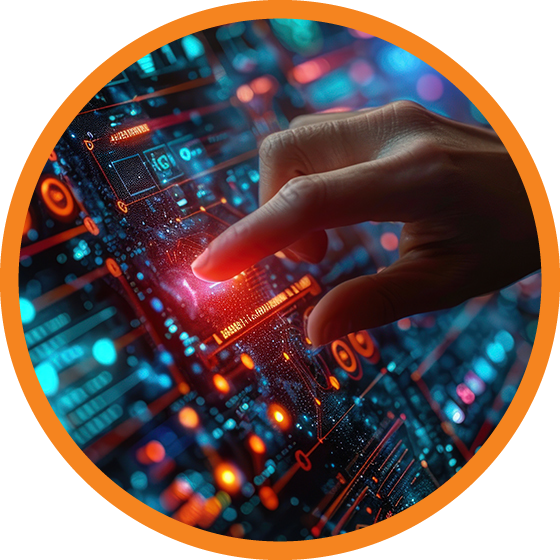 PrecisionIT Careers Page image - person pushing buttons on a ai simulated dashboard